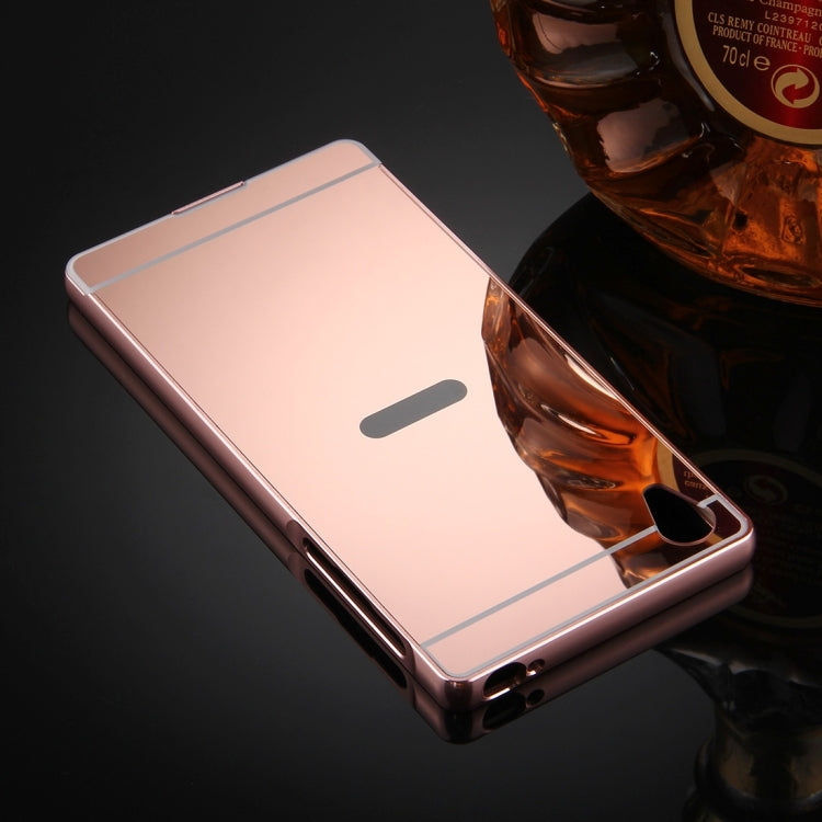 For Sony Xperia Z5 Premium Mirror Push Pull Back Shell Cover + Electroplating Bumper Frame Protective Combination Case
