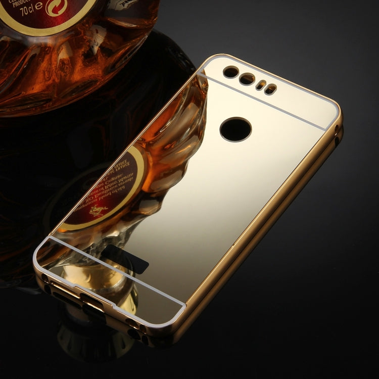 For Huawei Honor 8 Mirror Push Pull Back Shell Cover + Electroplating Bumper Frame Protective Combination Case
