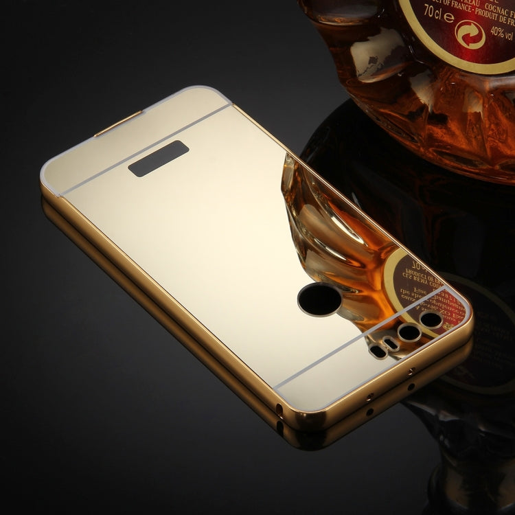 For Huawei Honor 8 Mirror Push Pull Back Shell Cover + Electroplating Bumper Frame Protective Combination Case