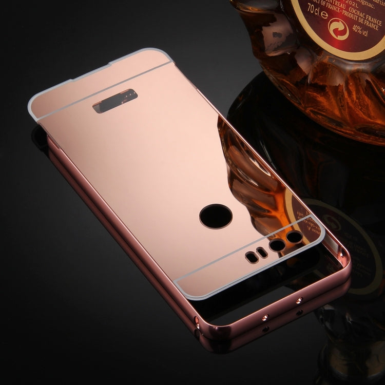 For Huawei Honor 8 Mirror Push Pull Back Shell Cover + Electroplating Bumper Frame Protective Combination Case
