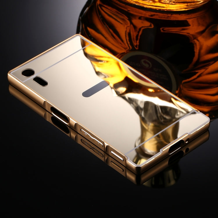 For Sony Xperia XZ Mirror Push Pull Back Shell Cover + Electroplating Bumper Frame Protective Combination Case