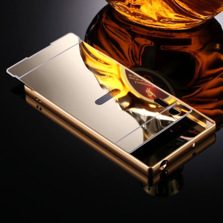 For Sony Xperia XZ Mirror Push Pull Back Shell Cover + Electroplating Bumper Frame Protective Combination Case