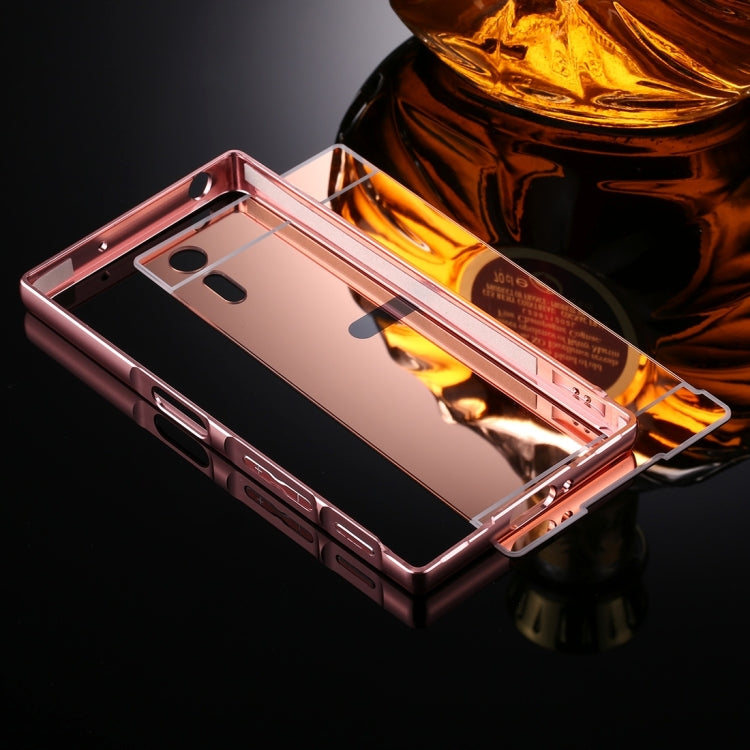 For Sony Xperia XZ Mirror Push Pull Back Shell Cover + Electroplating Bumper Frame Protective Combination Case