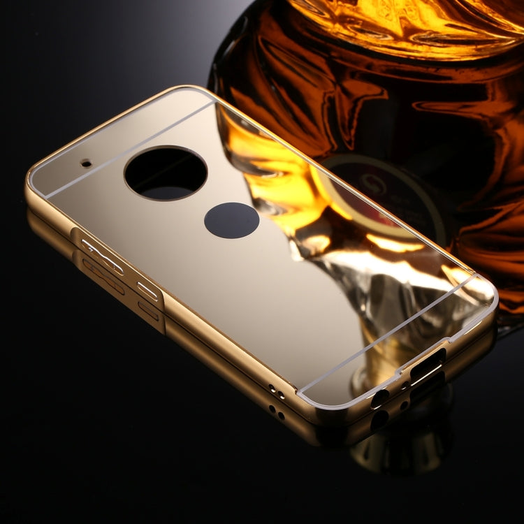 For Motorola Moto G5 Plus Mirror Push Pull Back Shell Cover + Electroplating Bumper Frame Protective Combination Case