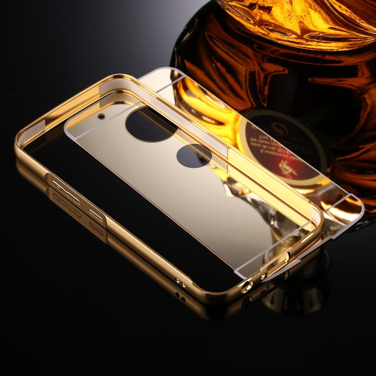 For Motorola Moto G5 Plus Mirror Push Pull Back Shell Cover + Electroplating Bumper Frame Protective Combination Case