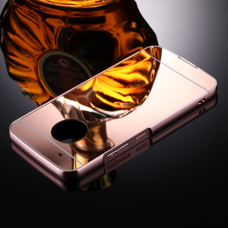 For Motorola Moto G5 Plus Mirror Push Pull Back Shell Cover + Electroplating Bumper Frame Protective Combination Case