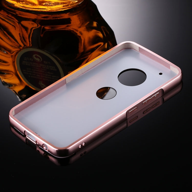 For Motorola Moto G5 Plus Mirror Push Pull Back Shell Cover + Electroplating Bumper Frame Protective Combination Case