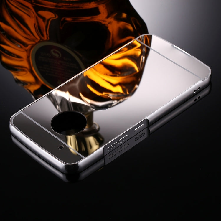 For Motorola Moto G5 Plus Mirror Push Pull Back Shell Cover + Electroplating Bumper Frame Protective Combination Case