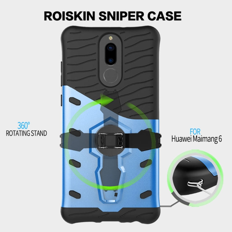 For Huawei Honor 9i & Nova 2i & Maimang 6 & Mate 10 Lite & G10 PC + TPU Dropproof Sniper Hybrid Protective Back Cover Case with 360 Degree Rotation Holder