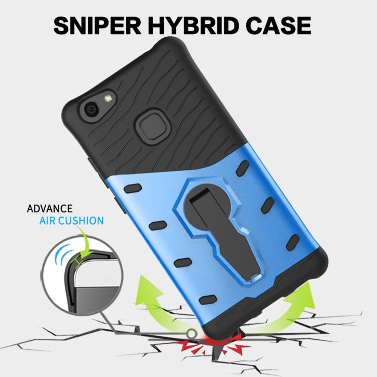 For Vivo V7 Plus PC + TPU Dropproof Sniper Hybrid Protective Back Cover Case with 360 Degree Rotation Holder