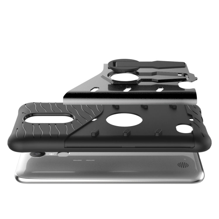 For LG K10 (2017) Shock-Resistant 360 Degree Spin Sniper Hybrid Case TPU + PC Combination Case with Holder