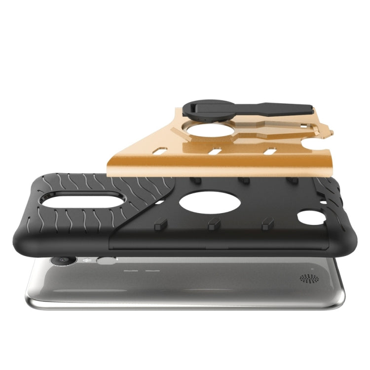 For LG K10 (2017) Shock-Resistant 360 Degree Spin Sniper Hybrid Case TPU + PC Combination Case with Holder