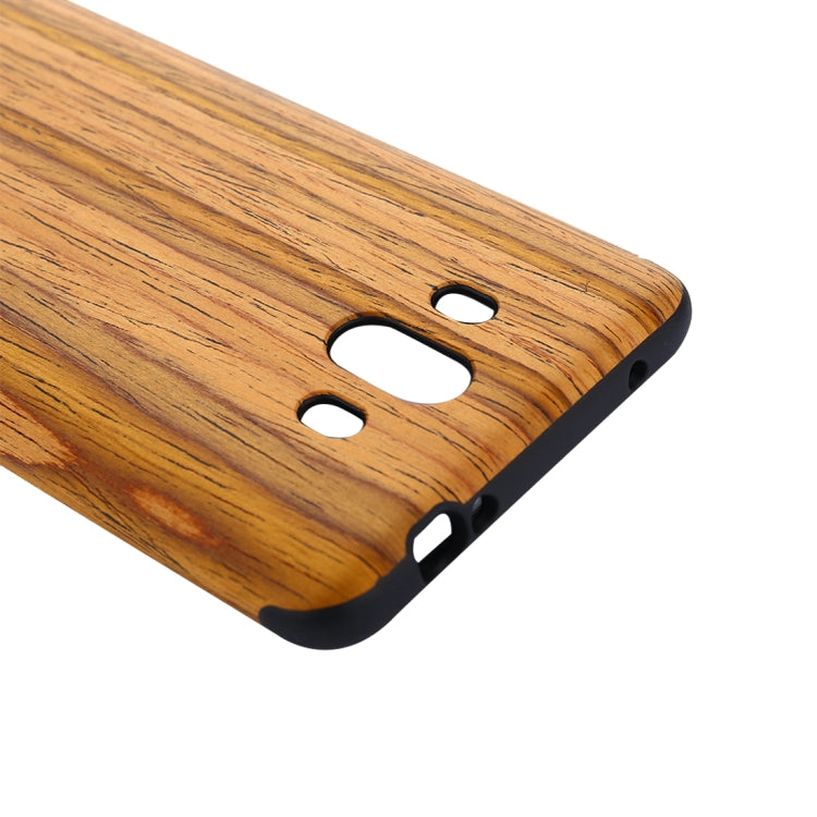 For Huawei Mate 10 Teak Wood Texture PU Shockproof Protective Back Cover Case
