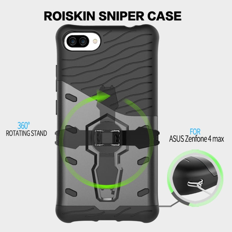 For Ausu Zenfone 4 Max ZC554KL PC + TPU Dropproof Sniper Hybrid Protective Back Cover Case with 360 Degree Rotation Holder