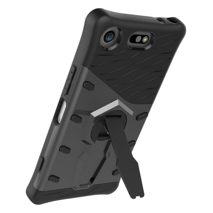 For Sony Xperia XZ1 Compact PC + TPU Dropproof Sniper Hybrid Protective Back Cover Case with 360 Degree Rotation Holder