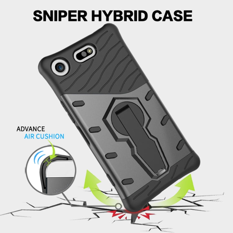 For Sony Xperia XZ1 Compact PC + TPU Dropproof Sniper Hybrid Protective Back Cover Case with 360 Degree Rotation Holder