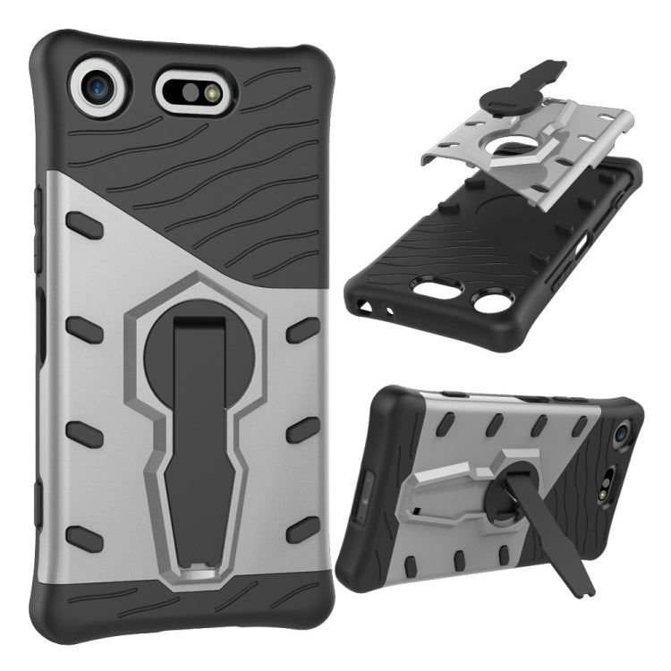 For Sony Xperia XZ1 Compact PC + TPU Dropproof Sniper Hybrid Protective Back Cover Case with 360 Degree Rotation Holder