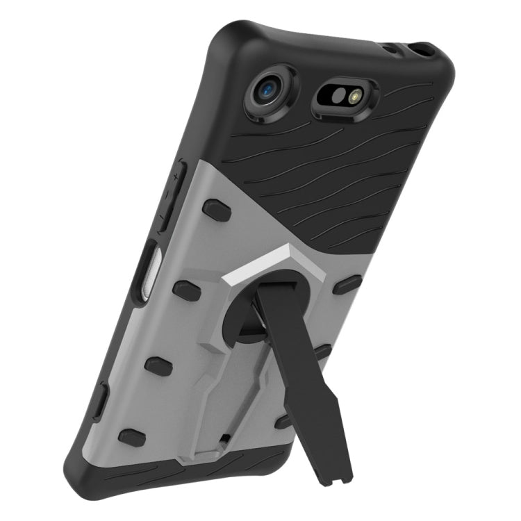 For Sony Xperia XZ1 Compact PC + TPU Dropproof Sniper Hybrid Protective Back Cover Case with 360 Degree Rotation Holder