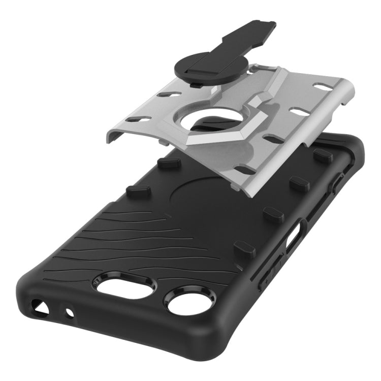 For Sony Xperia XZ1 Compact PC + TPU Dropproof Sniper Hybrid Protective Back Cover Case with 360 Degree Rotation Holder