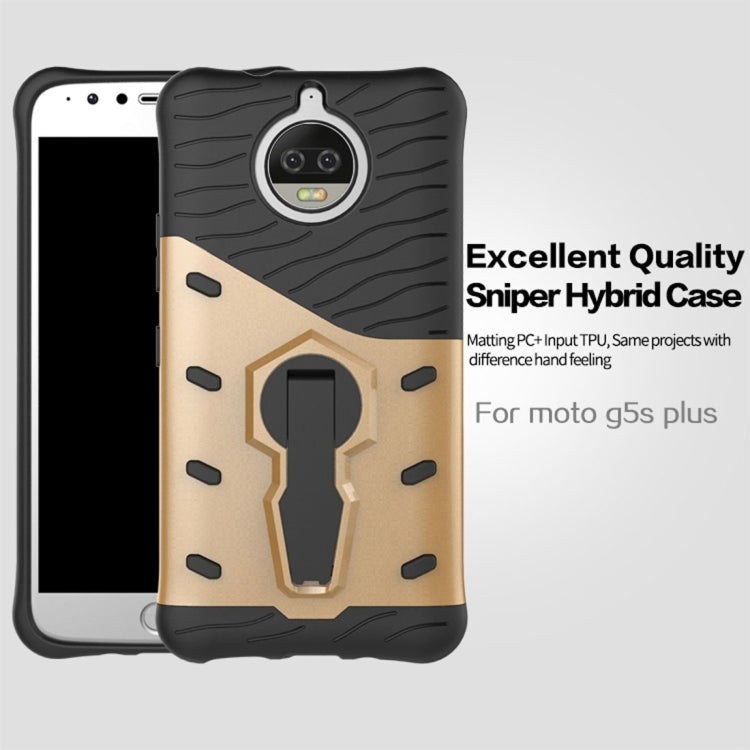 For Motorola Moto G5S Plus PC + TPU Dropproof Sniper Hybrid Protective Back Cover Case with 360 Degree Rotation Holder