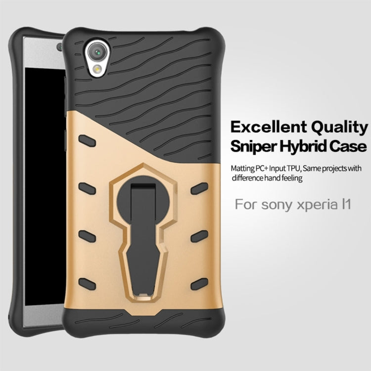 For Sony Xperia L1 PC + TPU Dropproof Sniper Hybrid Protective Back Cover Case with 360 Degree Rotation Holder