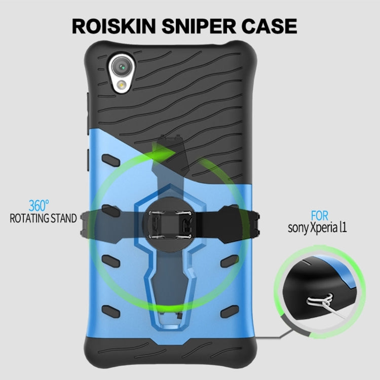 For Sony Xperia L1 PC + TPU Dropproof Sniper Hybrid Protective Back Cover Case with 360 Degree Rotation Holder