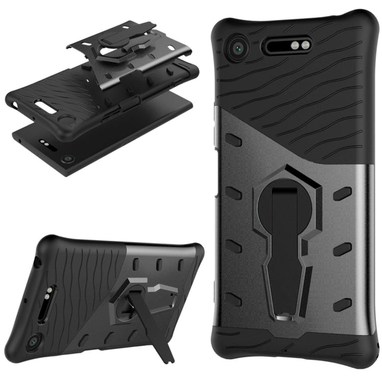 For Sony Xperia XZ1 PC + TPU Dropproof Sniper Hybrid Protective Back Cover Case with 360 Degree Rotation Holder