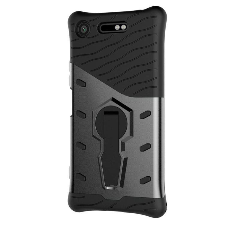 For Sony Xperia XZ1 PC + TPU Dropproof Sniper Hybrid Protective Back Cover Case with 360 Degree Rotation Holder
