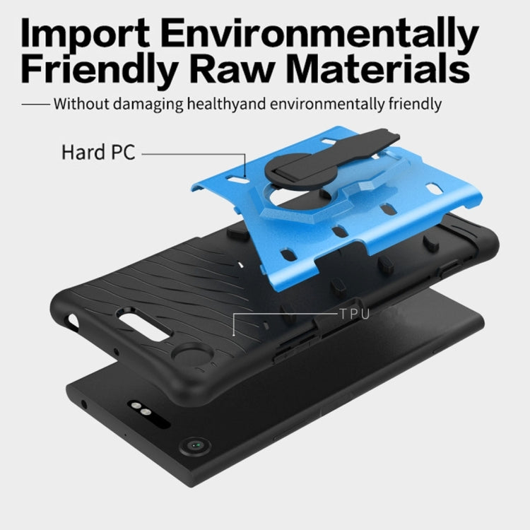 For Sony Xperia XZ1 PC + TPU Dropproof Sniper Hybrid Protective Back Cover Case with 360 Degree Rotation Holder