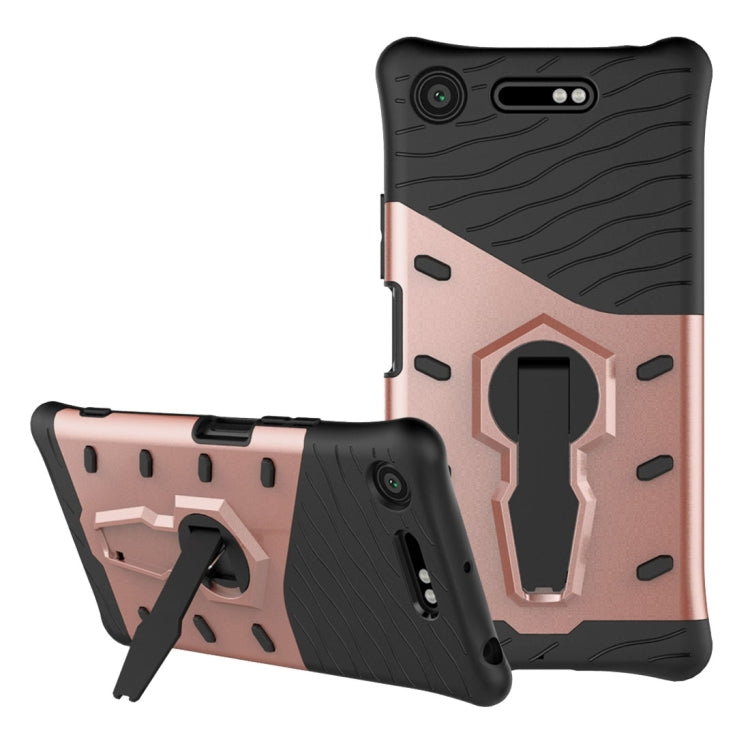 For Sony Xperia XZ1 PC + TPU Dropproof Sniper Hybrid Protective Back Cover Case with 360 Degree Rotation Holder