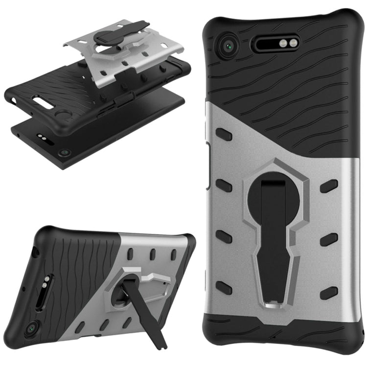 For Sony Xperia XZ1 PC + TPU Dropproof Sniper Hybrid Protective Back Cover Case with 360 Degree Rotation Holder