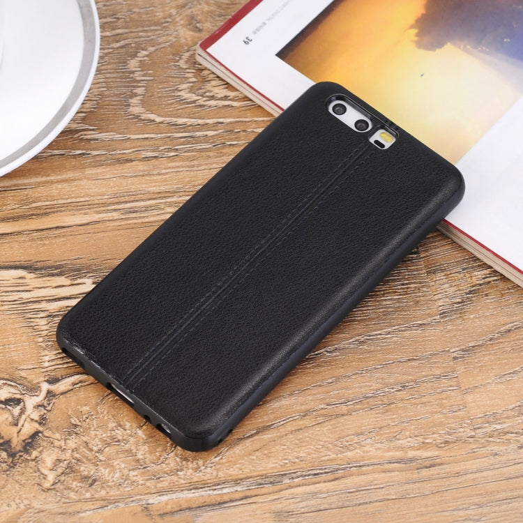 For Huawei P10 Plus Plain Weave Texture Leather Surface Protective Back Cover Case