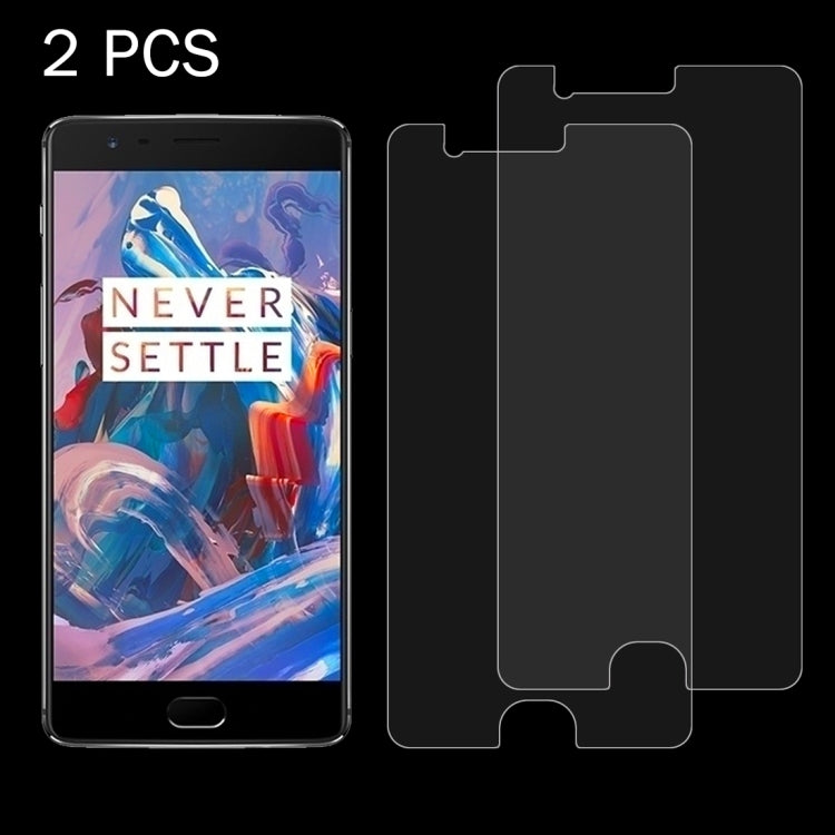 2 PCS for Oneplus Three 0.26mm 9H Surface Hardness 2.5D Explosion-proof Tempered Glass Screen Film