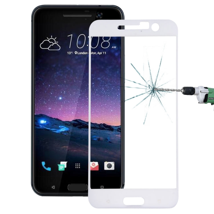 For HTC One M10 0.26mm 9H Surface Hardness 3D Explosion-proof Colorized Silk-screen Tempered Glass Full Screen Film (White)