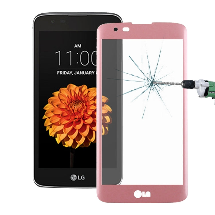 For LG K7 0.26mm 9H Surface Hardness 3D Explosion-proof Colorized Silk-screen Tempered Glass Full Screen Film