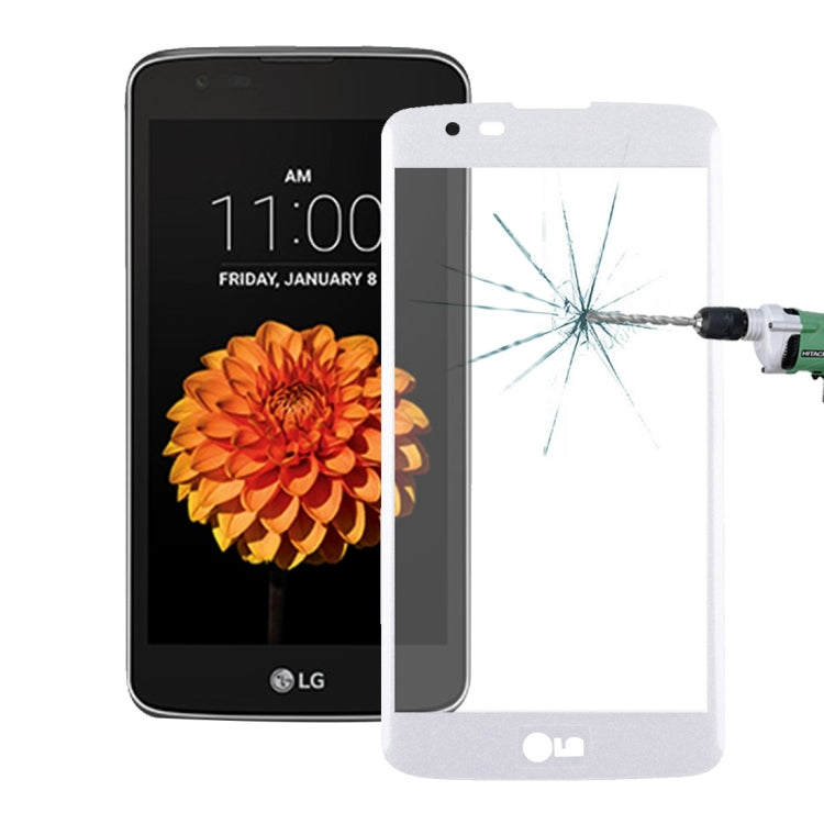 For LG K7 0.26mm 9H Surface Hardness 3D Explosion-proof Colorized Silk-screen Tempered Glass Full Screen Film