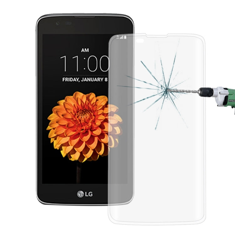 For LG K7 0.26mm 9H Surface Hardness 3D Explosion-proof Colorized Silk-screen Tempered Glass Full Screen Film