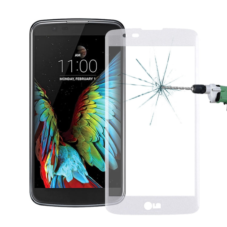 For LG K10 0.26mm 9H Surface Hardness 3D Explosion-proof Colorized Silk-screen Tempered Glass Full Screen Film