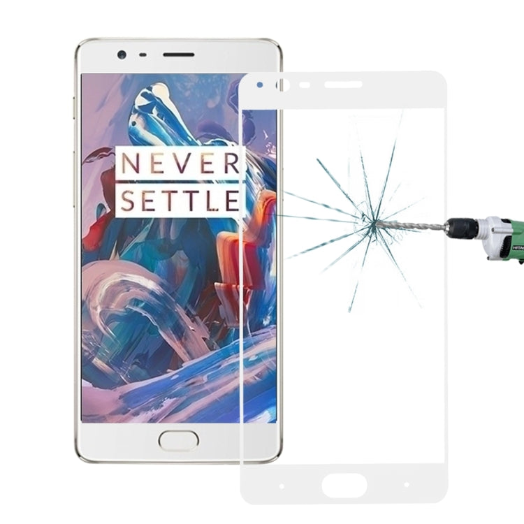For OnePlus Three 0.26mm 9H Surface Hardness Explosion-proof Colorized Silk-screen Tempered Glass Full Screen Film