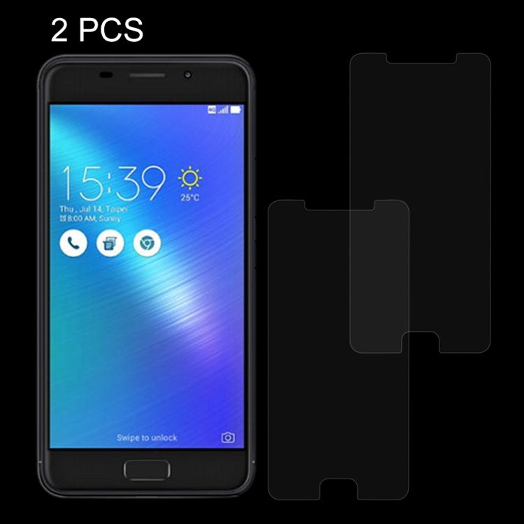 2 PCS for ASUS ZenFone 3s Max / ZC521TL 0.26mm 9H Surface Hardness Explosion-proof Non-full Screen Tempered Glass Screen Film