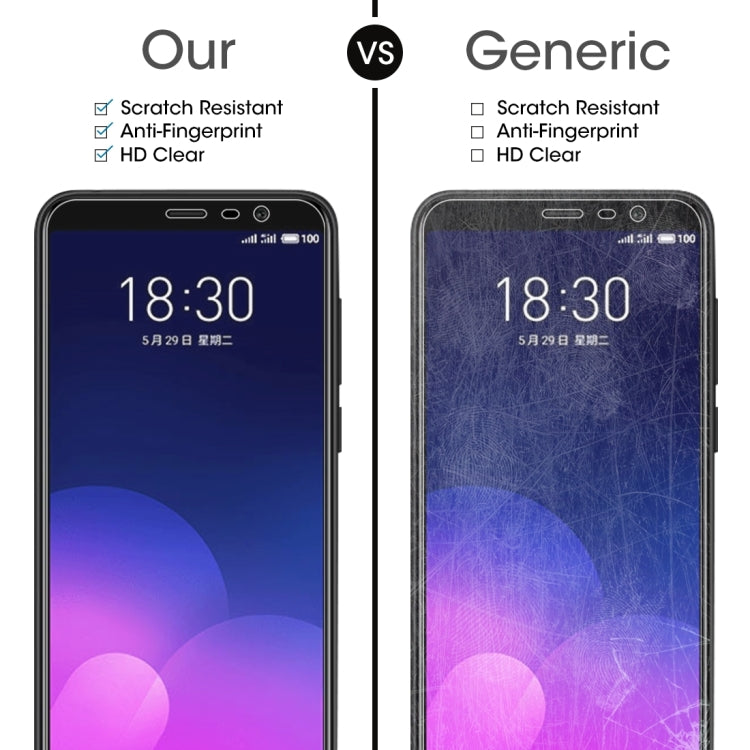 2 PCS 0.26mm 9H Surface Hardness 2.5D Full Screen Tempered Glass Film for Meizu M6T