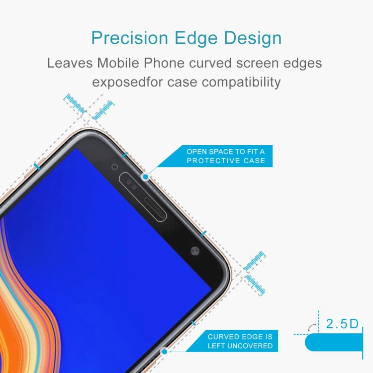 100 PCS 0.26mm 9H Surface Hardness 2.5D Curved Edge Tempered Glass Film for Galaxy J4+ / J6+