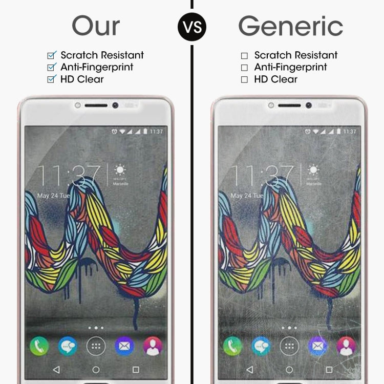 50 PCS for Wiko U Feel Fab 0.26mm 9H Surface Hardness Explosion-proof Non-full Screen Tempered Glass Screen Film, No Retail Package