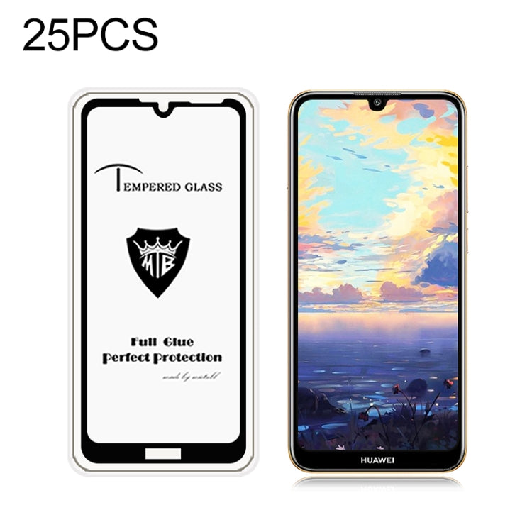 25 PCS MIETUBL Full Screen Full Glue Anti-fingerprint Tempered Glass Film for Huawei Y6 Pro (2019) & Honor Play 8A (Black)