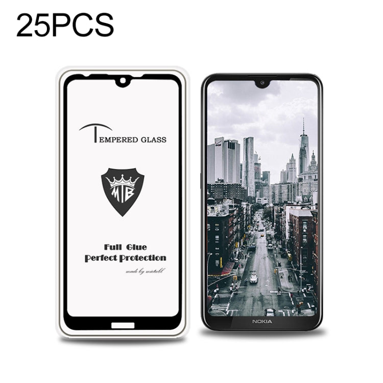 25 PCS MIETUBL Full Screen Full Glue Anti-fingerprint Tempered Glass Film for Nokia 3.2 (Black)
