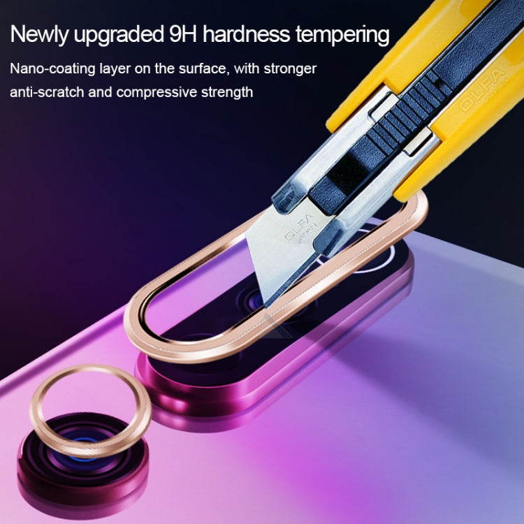 For Xiaomi Mi 10 0.3mm 9D 9H Rear Camera Lens Tempered Glass Film + Lens Ring Frame