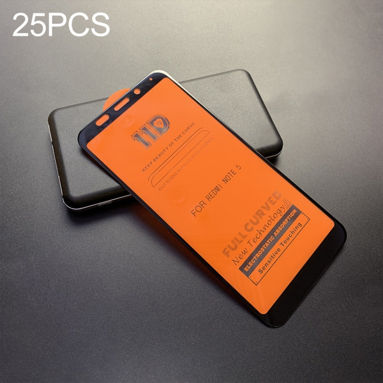 25 PCS mietubl Scratchproof 11D HD Full Glue Full Curved Screen Tempered Glass Film for Xiaomi Redmi Note 5 / Redmi 5 Plus (Indian Version) (Black)