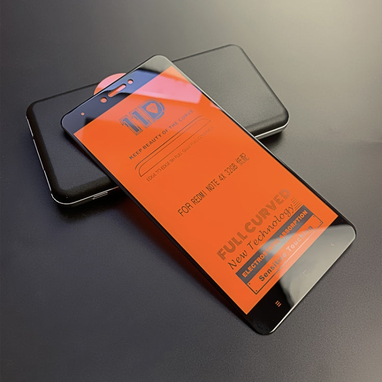 25 PCS mietubl Scratchproof 11D HD Full Glue Full Curved Screen Tempered Glass Film for Xiaomi Redmi Note 4X(Black)