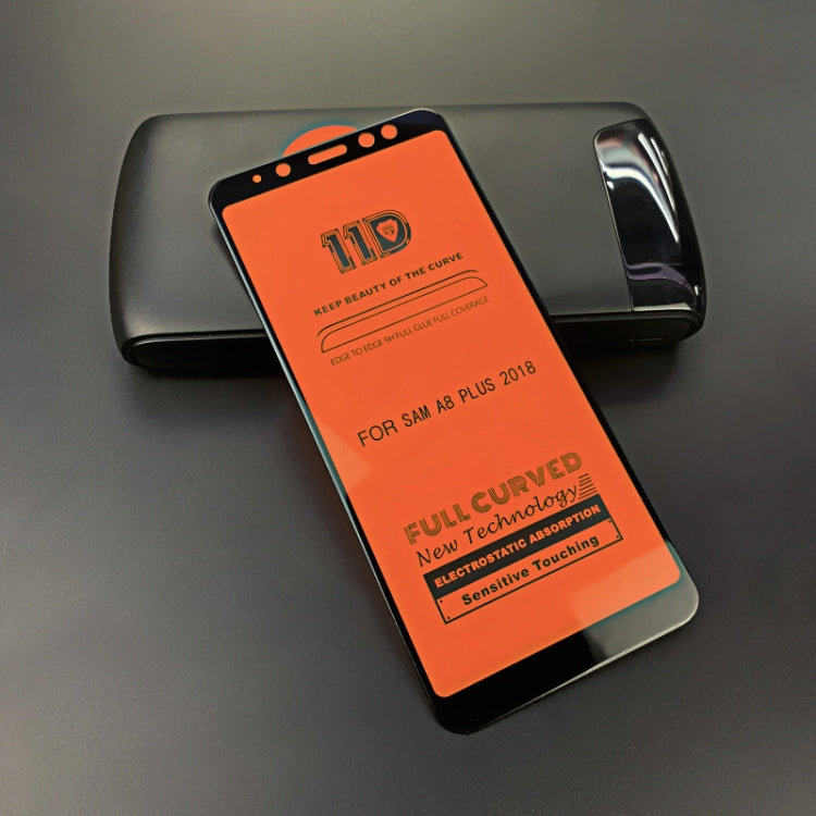 25 PCS mietubl Scratchproof 11D HD Full Glue Full Curved Screen Tempered Glass Film for Galaxy A8+ (2018) (Black)