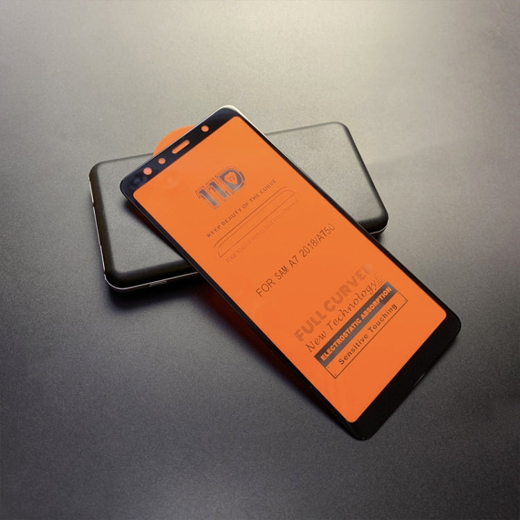 25 PCS mietubl Scratchproof 11D HD Full Glue Full Curved Screen Tempered Glass Film for Galaxy A7 (2018) (Black)